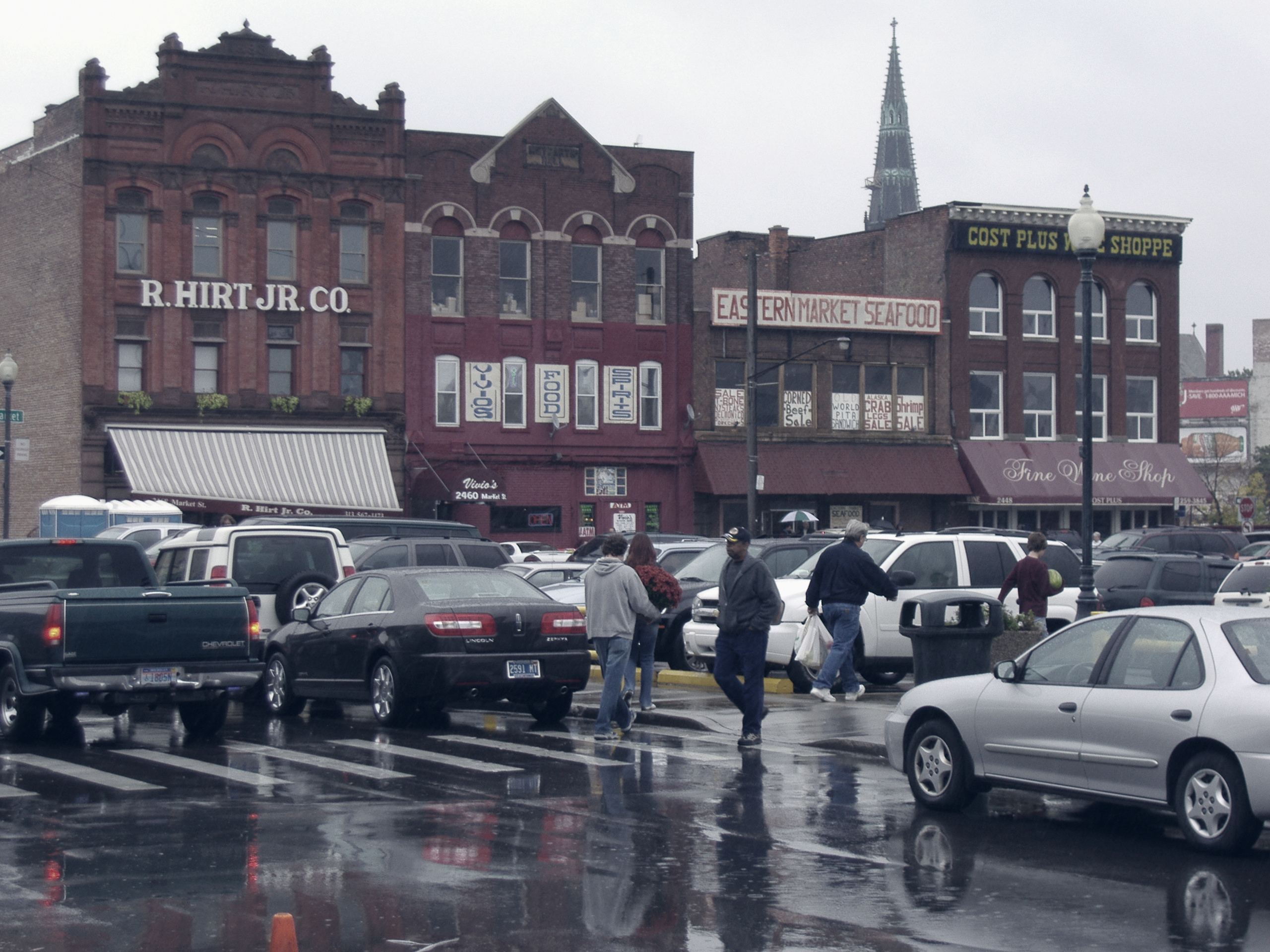 Shops and traders' buildings in Detroit's Eastern Market district.
